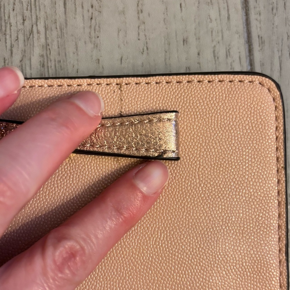 Anne Klein Peach Pink & Gold Bow Accent Cellphone Wallet - Picture 9 of 13